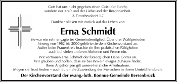 Traueranzeige von Erna Schmidt von Neue Osnabrücker Zeitung GmbH & Co. KG
