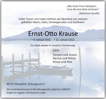 Traueranzeige von Ernst-Otto Krause von Neue Osnabrücker Zeitung GmbH & Co. KG
