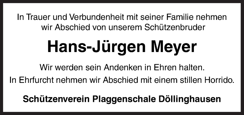  Traueranzeige für Hans-Jürgen Meyer vom 20.02.2021 aus Neue Osnabrücker Zeitung GmbH & Co. KG
