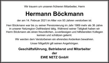 Traueranzeige von Hermann Böckmann von Neue Osnabrücker Zeitung GmbH & Co. KG