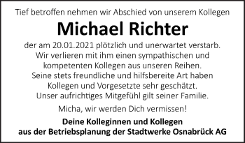 Traueranzeige von Michael Richter von Neue Osnabrücker Zeitung GmbH & Co. KG