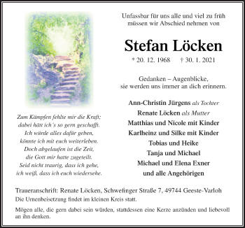 Traueranzeige von Stefan Löcken von Neue Osnabrücker Zeitung GmbH & Co. KG