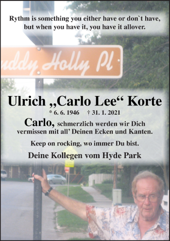 Traueranzeige von Ulrich  Korte von Neue Osnabrücker Zeitung GmbH & Co. KG