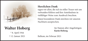 Traueranzeige von Walter Hoberg von Neue Osnabrücker Zeitung GmbH & Co. KG
