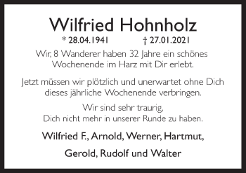 Traueranzeige von Wilfried Hohnholz von Neue Osnabrücker Zeitung GmbH & Co. KG