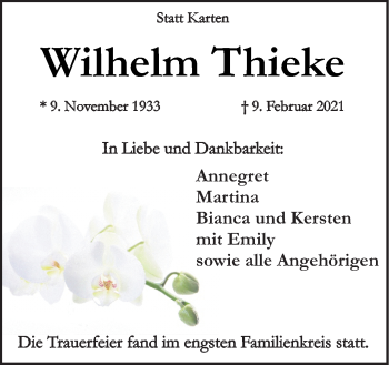 Traueranzeige von Wilhelm Thieke von Neue Osnabrücker Zeitung GmbH & Co. KG