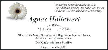 Traueranzeige von Agnes Holtewert von Neue Osnabrücker Zeitung GmbH & Co. KG