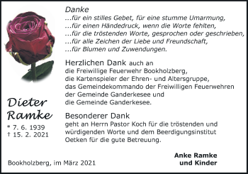 Traueranzeige von Dieter Ramke von Neue Osnabrücker Zeitung GmbH & Co. KG