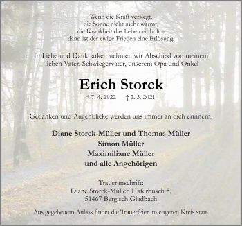 Traueranzeige von Erich Storck von Neue Osnabrücker Zeitung GmbH & Co. KG