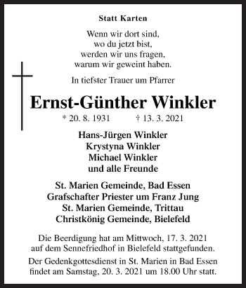 Traueranzeige von Ernst-Günther Winkler von Neue Osnabrücker Zeitung GmbH & Co. KG