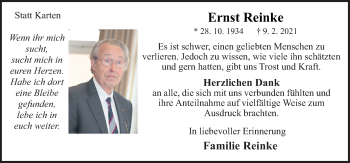 Traueranzeige von Ernst Reinke von Neue Osnabrücker Zeitung GmbH & Co. KG
