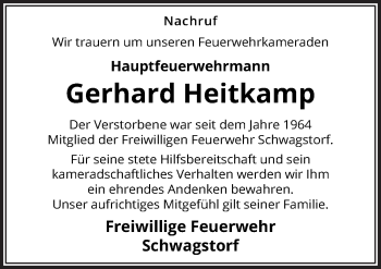 Traueranzeige von Gerhard Heitkamp von Neue Osnabrücker Zeitung GmbH & Co. KG