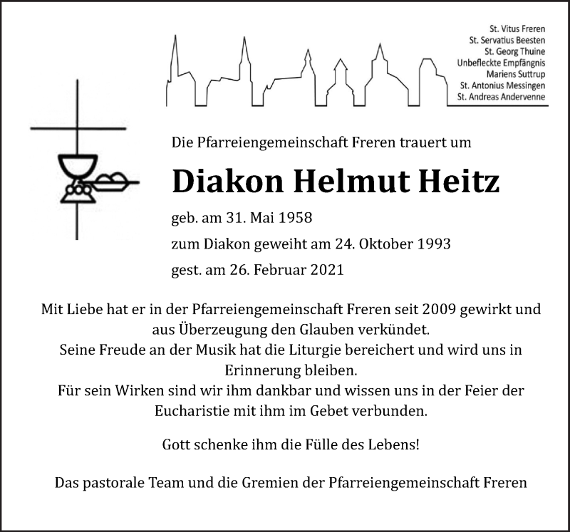  Traueranzeige für Helmut Heitz vom 08.03.2021 aus Neue Osnabrücker Zeitung GmbH & Co. KG