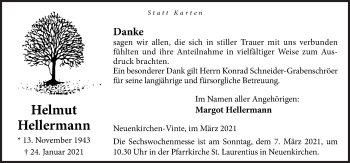 Traueranzeige von Helmut Hellermann von Neue Osnabrücker Zeitung GmbH & Co. KG