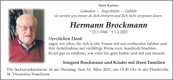 Traueranzeige von Hermann Brockmann von Neue Osnabrücker Zeitung GmbH & Co. KG