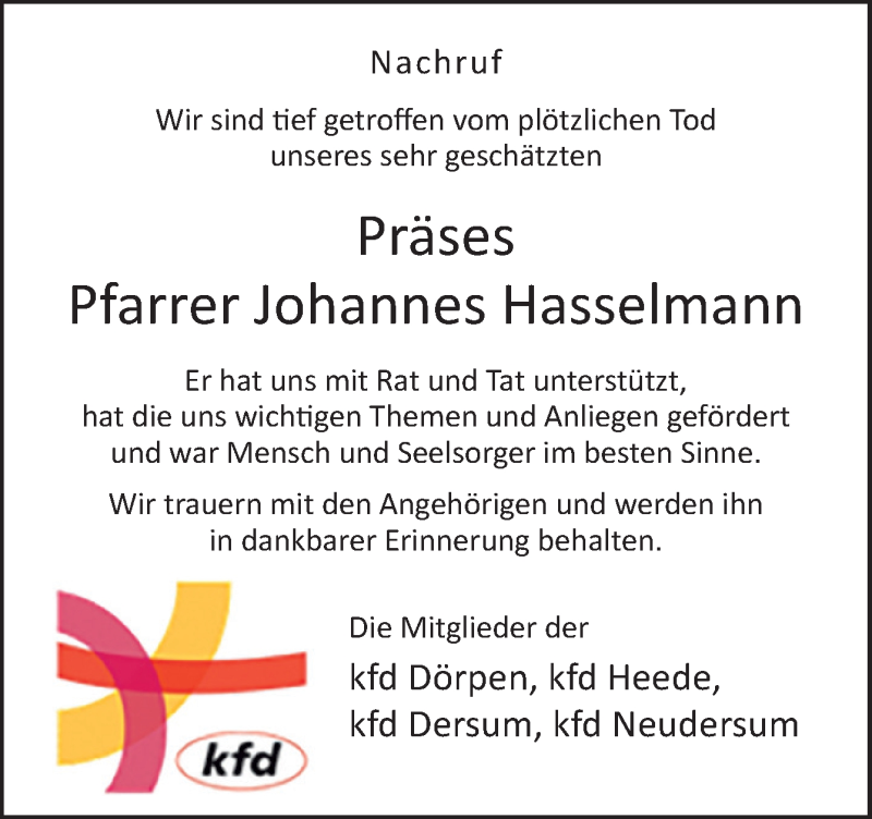  Traueranzeige für Johannes Hasselmann vom 04.03.2021 aus Neue Osnabrücker Zeitung GmbH & Co. KG