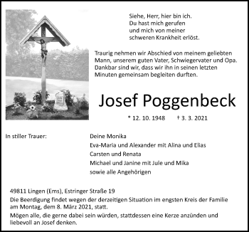 Traueranzeige von Josef Poggenbeck von Neue Osnabrücker Zeitung GmbH & Co. KG