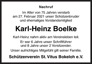 Traueranzeige von Karl-Heinz Boelke von Neue Osnabrücker Zeitung GmbH & Co. KG