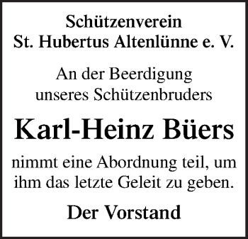 Traueranzeige von Karl-Heinz Büers von Neue Osnabrücker Zeitung GmbH & Co. KG