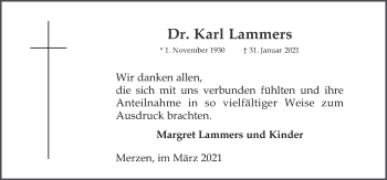 Traueranzeige von Karl Lammers von Neue Osnabrücker Zeitung GmbH & Co. KG