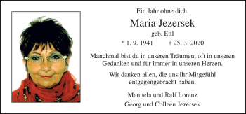 Traueranzeige von Maria Jezersek von Neue Osnabrücker Zeitung GmbH & Co. KG