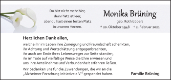 Traueranzeige von Monika Brüning von Neue Osnabrücker Zeitung GmbH & Co. KG