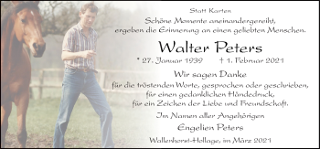 Traueranzeige von Walter Peters von Neue Osnabrücker Zeitung GmbH & Co. KG