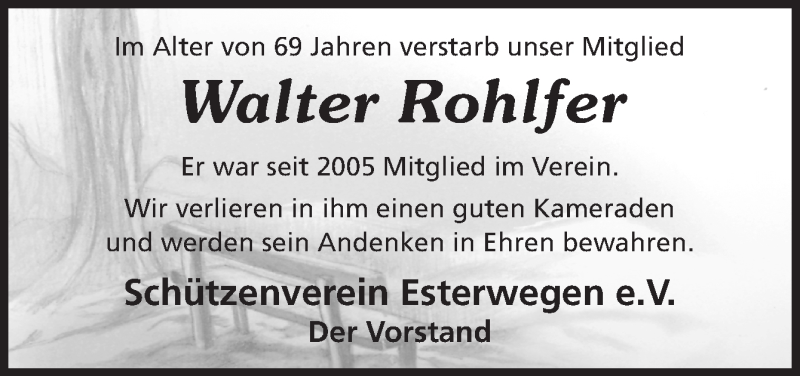  Traueranzeige für Walter Rohlfer vom 24.03.2021 aus Neue Osnabrücker Zeitung GmbH & Co. KG