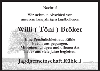 Traueranzeige von Willi Bröker von Neue Osnabrücker Zeitung GmbH & Co. KG