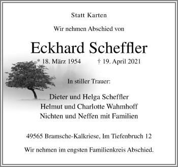 Traueranzeige von Eckhard Scheffler von Neue Osnabrücker Zeitung GmbH & Co. KG