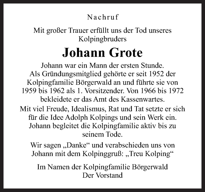  Traueranzeige für Johann Grote vom 15.04.2021 aus Neue Osnabrücker Zeitung GmbH & Co. KG