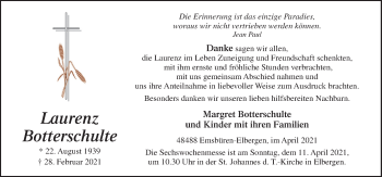 Traueranzeige von Laurenz Botterschulte von Neue Osnabrücker Zeitung GmbH & Co. KG