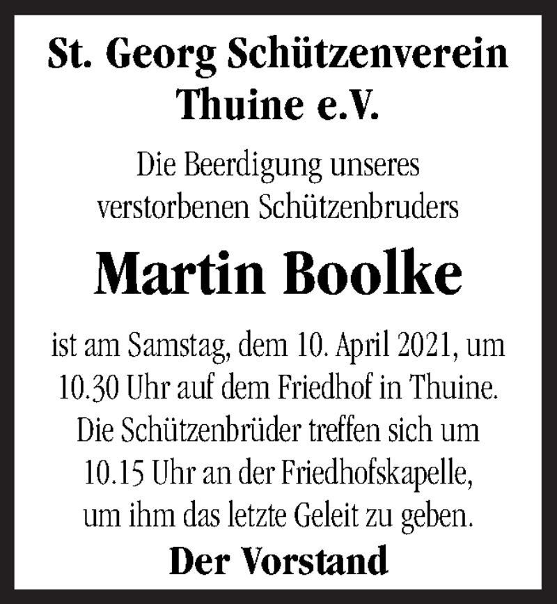  Traueranzeige für Martin Boolke vom 09.04.2021 aus Neue Osnabrücker Zeitung GmbH & Co. KG