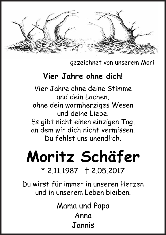  Traueranzeige für Moritz Schäfer vom 30.04.2021 aus Neue Osnabrücker Zeitung GmbH & Co. KG
