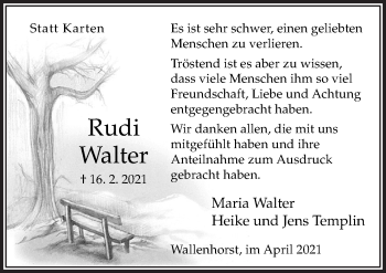 Traueranzeige von Rudi Walter von Neue Osnabrücker Zeitung GmbH & Co. KG