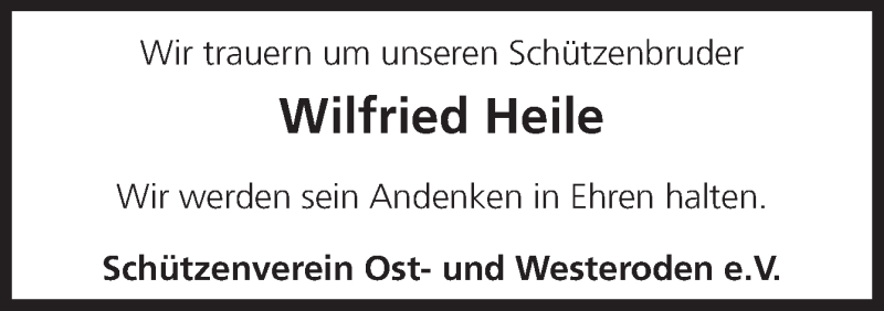  Traueranzeige für Wilfried Heile vom 07.04.2021 aus Neue Osnabrücker Zeitung GmbH & Co. KG