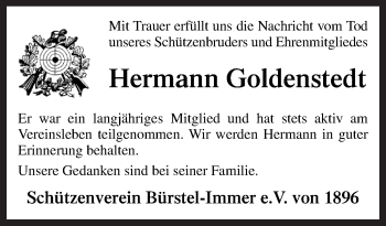 Traueranzeige von Hermann Goldenstedt von Neue Osnabrücker Zeitung GmbH & Co. KG