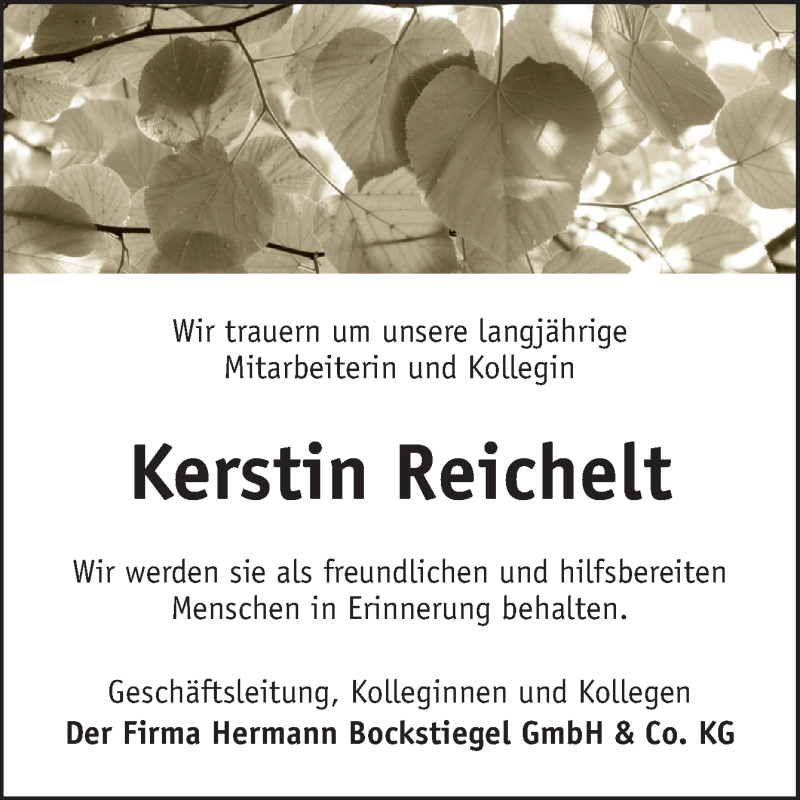  Traueranzeige für Kerstin Reichelt vom 05.05.2021 aus Neue Osnabrücker Zeitung GmbH & Co. KG