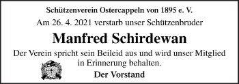 Traueranzeige von Manfred Schirdewan von Neue Osnabrücker Zeitung GmbH & Co. KG