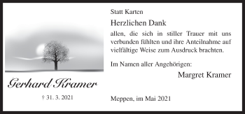 Traueranzeige von Gerhard Kramer von Neue Osnabrücker Zeitung GmbH & Co. KG