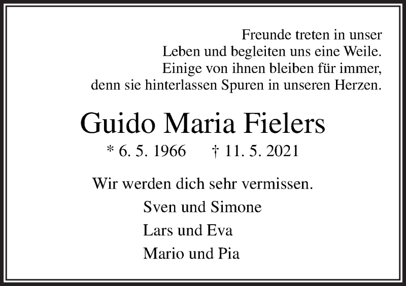  Traueranzeige für Guido Maria Fielers vom 22.05.2021 aus Neue Osnabrücker Zeitung GmbH & Co. KG