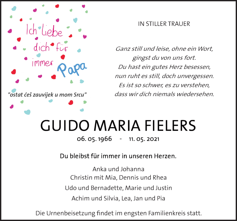  Traueranzeige für Guido Maria Fielers vom 19.05.2021 aus Neue Osnabrücker Zeitung GmbH & Co. KG