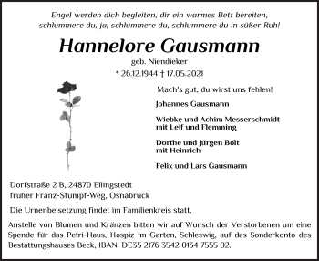 Traueranzeige von Hannelore Gausmann von Neue Osnabrücker Zeitung GmbH & Co. KG