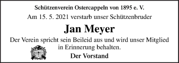 Traueranzeige von Jan Meyer von Neue Osnabrücker Zeitung GmbH & Co. KG