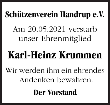 Traueranzeige von Karl-Heinz Krummen von Neue Osnabrücker Zeitung GmbH & Co. KG