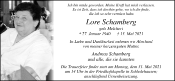 Traueranzeige von Lore Schamberg von Neue Osnabrücker Zeitung GmbH & Co. KG