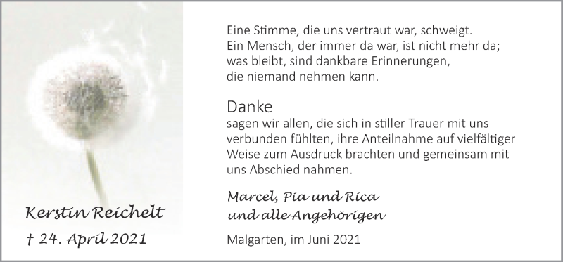  Traueranzeige für Kerstin Reichelt vom 05.06.2021 aus Neue Osnabrücker Zeitung GmbH & Co. KG