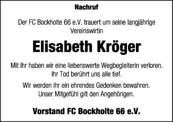 Traueranzeige von Elisabeth Kröger von Neue Osnabrücker Zeitung GmbH & Co. KG