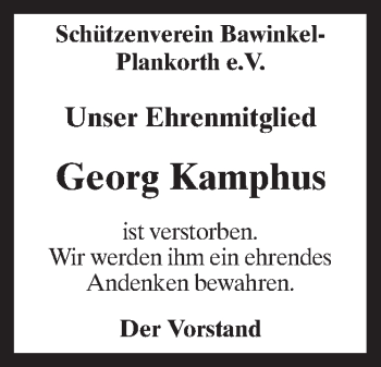 Traueranzeige von Georg Kamphus von Neue Osnabrücker Zeitung GmbH & Co. KG