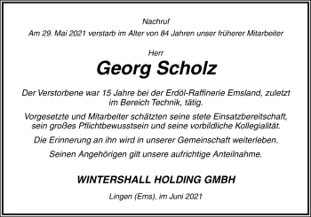Traueranzeige von Georg Scholz von Neue Osnabrücker Zeitung GmbH & Co. KG